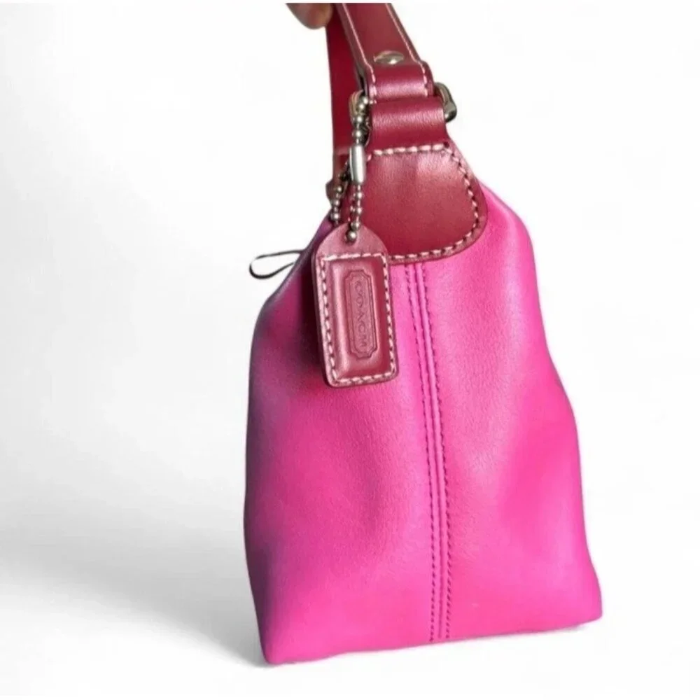 COACH 1941 DEMI LEATHERWARE FUCHSIA PINK RED LEATHER BAGUETTE CHARM TAG NEW NWOT